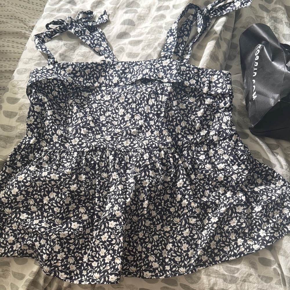 Torrid Black and White Floral Blouse